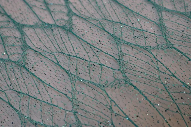 Organza Z Nadrukiem Brokatowym 0,50 x 10 m - Turkusowa