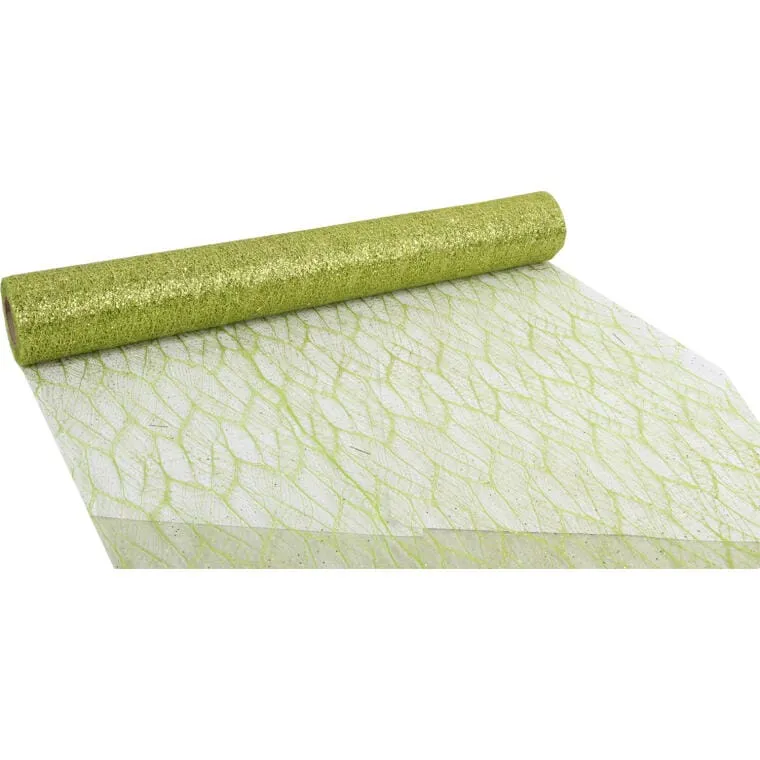 Organza Z Nadrukiem Brokatowym 0,50 x 10 m - Zielona
