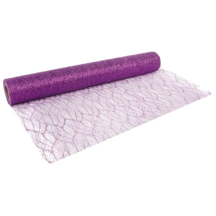 Organza Z Nadrukiem Brokatowym 0,50 x 10 m - Fioletowa