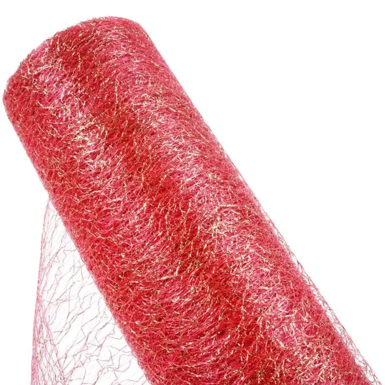 Organza Brokatowa Ciemny Róż 50 cm X 10 m Do Dekoracji I Kompozycji Kwiatowych