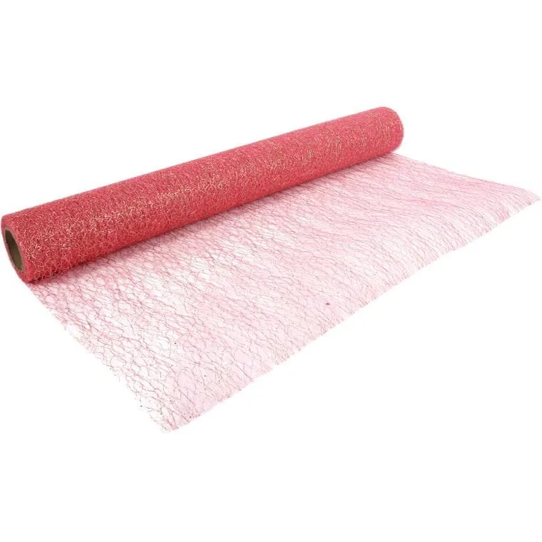 Organza Brokatowa Ciemny Róż 50 cm X 10 m Do Dekoracji I Kompozycji Kwiatowych