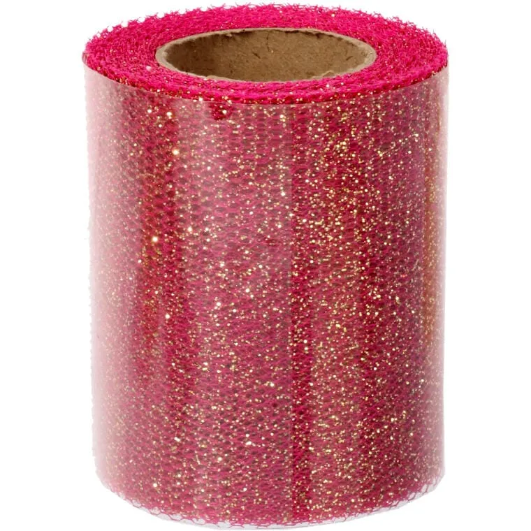 Organza Dekoracyjna Na Szpuli, Szerokość 8 cm, Długość 10 m - Różowa
