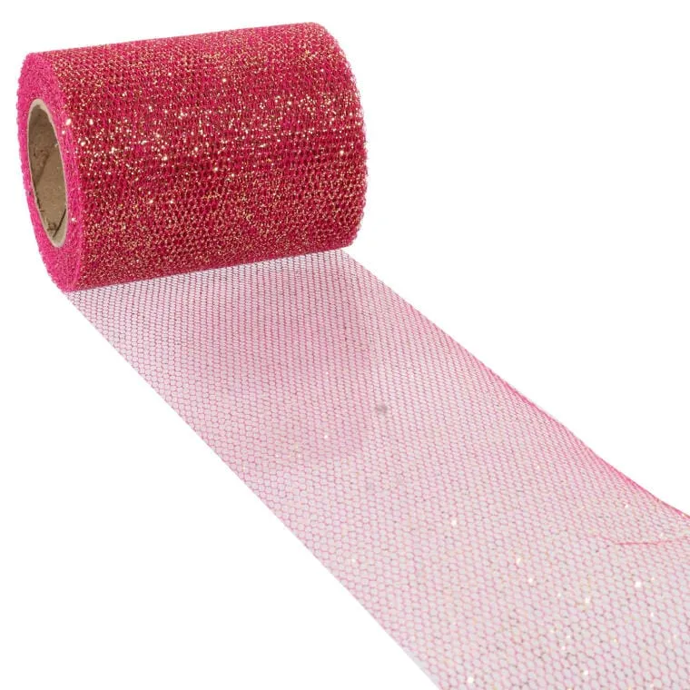 Organza Dekoracyjna Na Szpuli, Szerokość 8 cm, Długość 10 m - Różowa
