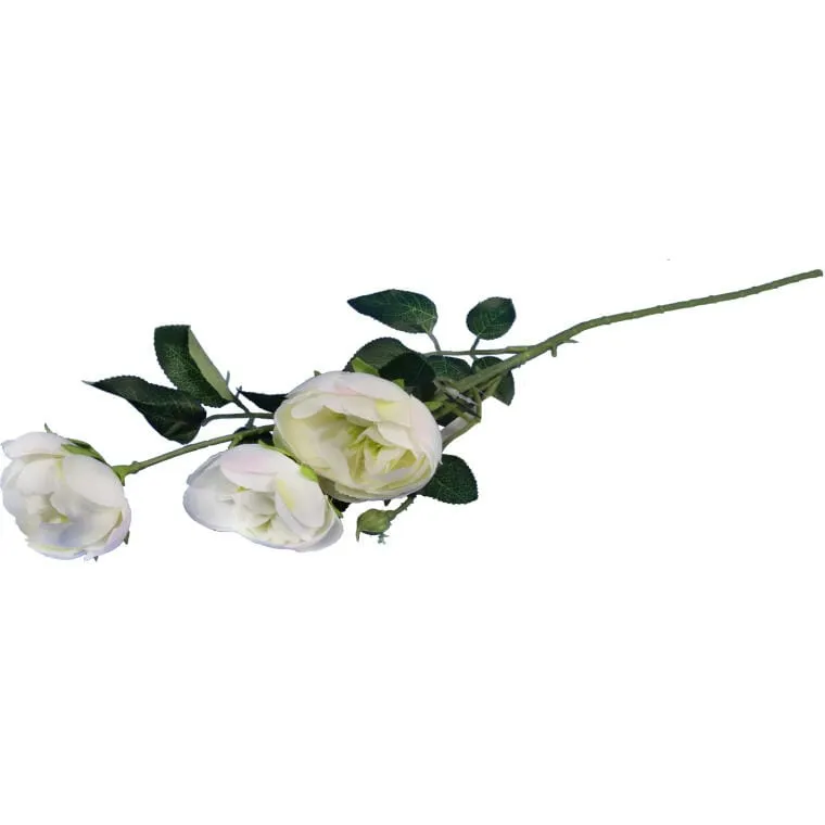 Gałązka Dekoracyjna Z 3 Mini Piwoniami Sztucznymi, Kolor Biały, 65 cm