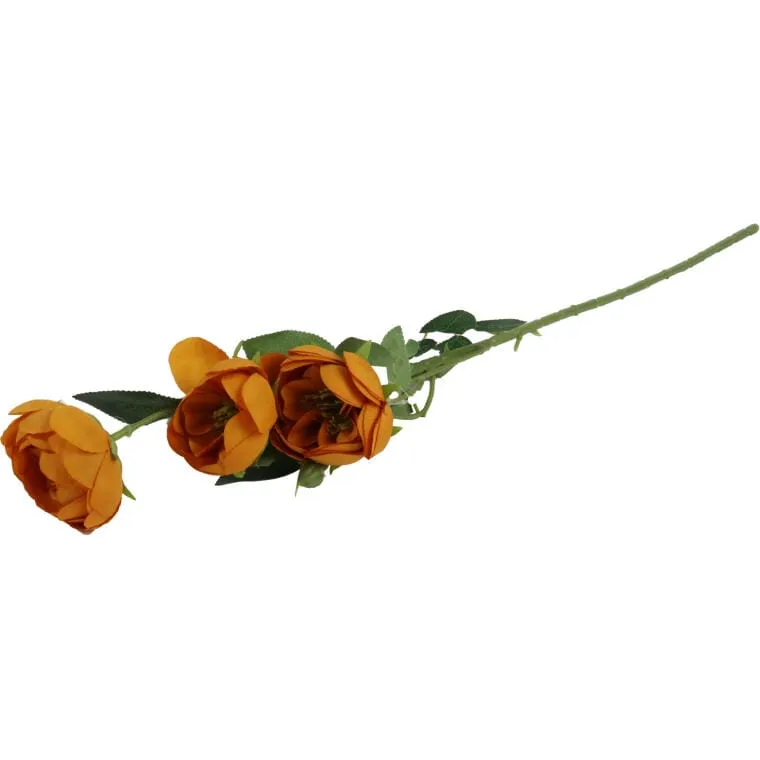 Pomarańczowe Mini Piwonie Na Gałązce - Sztuczne Kwiaty Do Dekoracji, Wysokość 65 cm