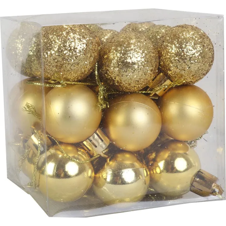 Komplet 27 Bombek Plastikowych 2 cm - Złote