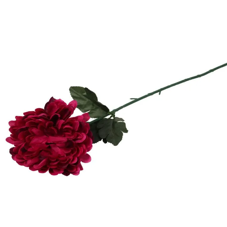 Sztuczna Chryzantema Pojedynczy Kwiat Bordo 50cm - Dekoracja Na Wszystkich Świętych