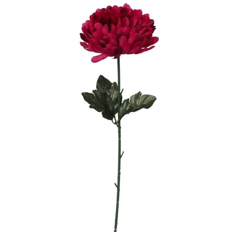 Sztuczna Chryzantema Pojedynczy Kwiat Bordo 50cm - Dekoracja Na Wszystkich Świętych