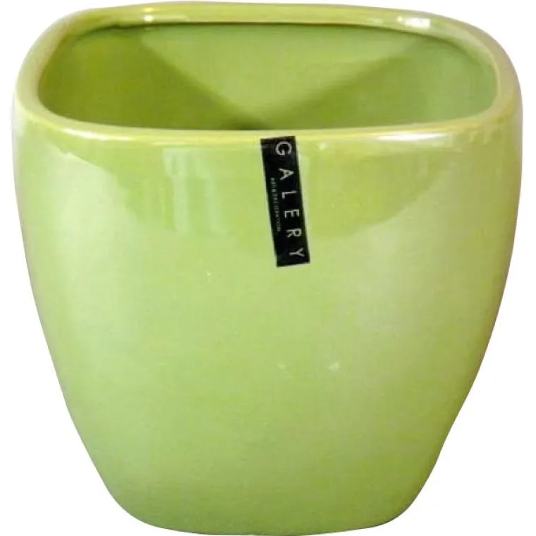 Wazon/Osłonka Ceramiczna W Kolorze Oliwkowym 16.5x16.5x15 cm