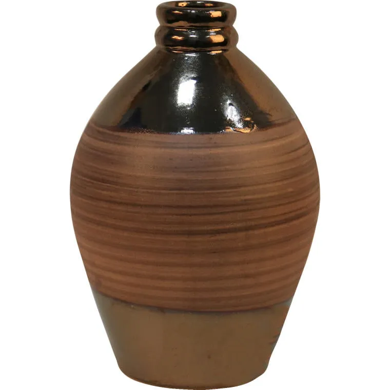 Wazon Duży Pękaty 17x17x24.5 cm - Brązowy