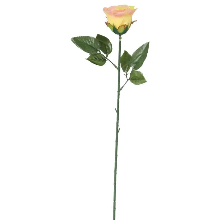 Sztuczna Róża W Pąku Koloru Żółtego - 70 cm