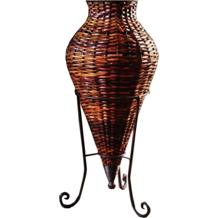 Wazon Wiklinowy Na Metalowych Nogach - Kolor Brązowy, 60x22cm