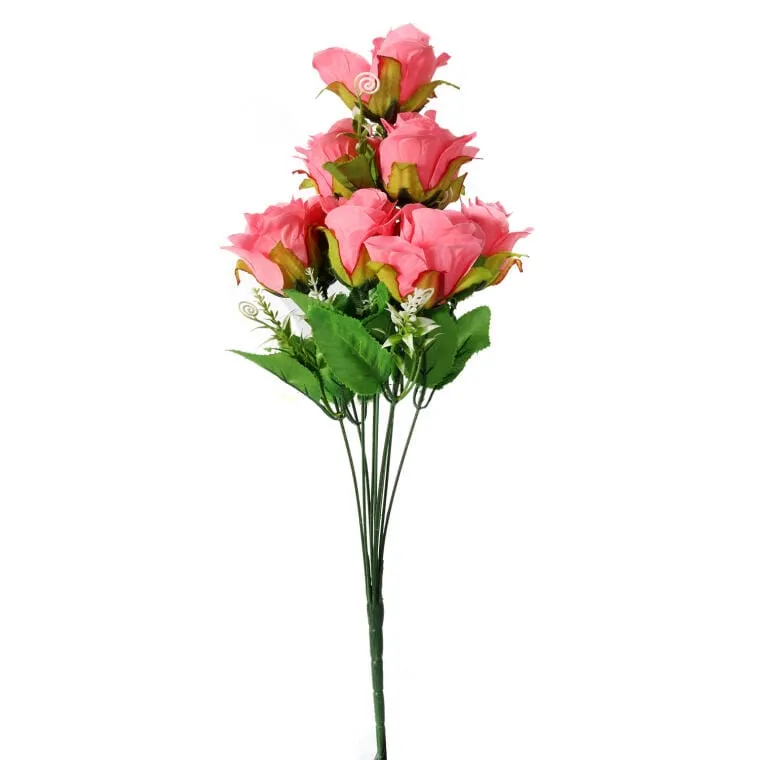 Bukiet Szlachetnych Róż W Jasnym Różu - Sztuczne Kwiaty Premium 48cm