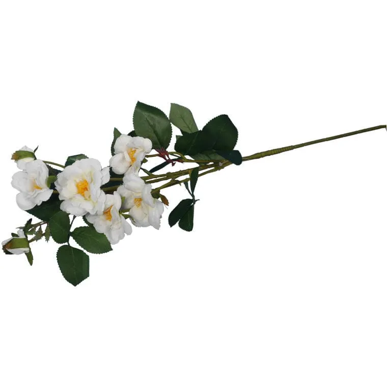 Dekoracyjna Gałązka Z 5 Białymi Różami I Pąkami - Wygląd Naturalny, Wysokość 72 cm