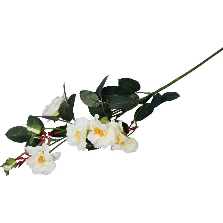 Sztuczna Gałązka Z 5 Kremowymi Różami I Pąkami - Dekoracja Premium 72cm