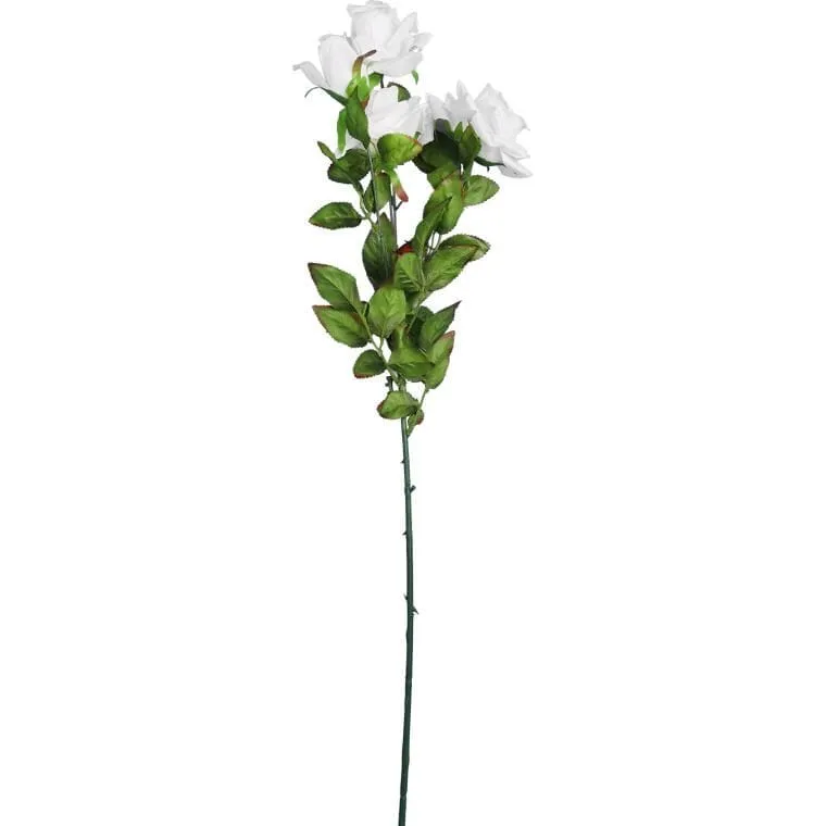 Sztuczna Gałązka Z 4 Białymi Różami - Dekoracja Wysokość 80 cm