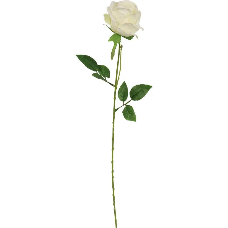 Sztuczna Róża Z Pąkiem W Białym Kolorze 68 cm