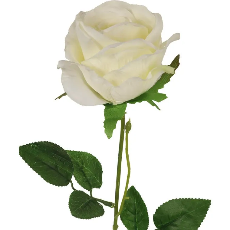 Sztuczna Róża Z Pąkiem W Białym Kolorze 68 cm
