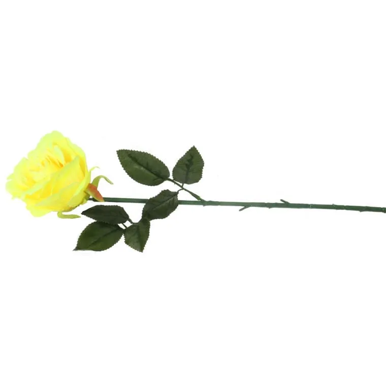 Róża Sztuczna Pojedynka W Kolorze Żółtym 68 cm