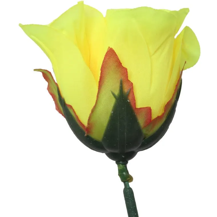 Sztuczna Róża W Pąku Żółta - 64 cm