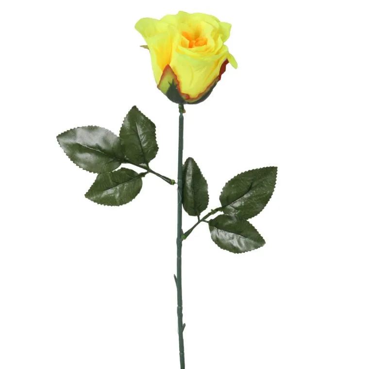 Sztuczna Róża W Pąku Żółta - 64 cm
