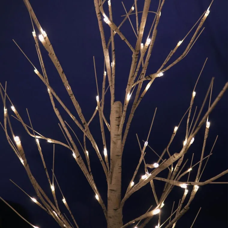 Drzewko Dekoracyjne Z Białymi Liśćmi I LED, 150cm, Zewnętrzne IP44