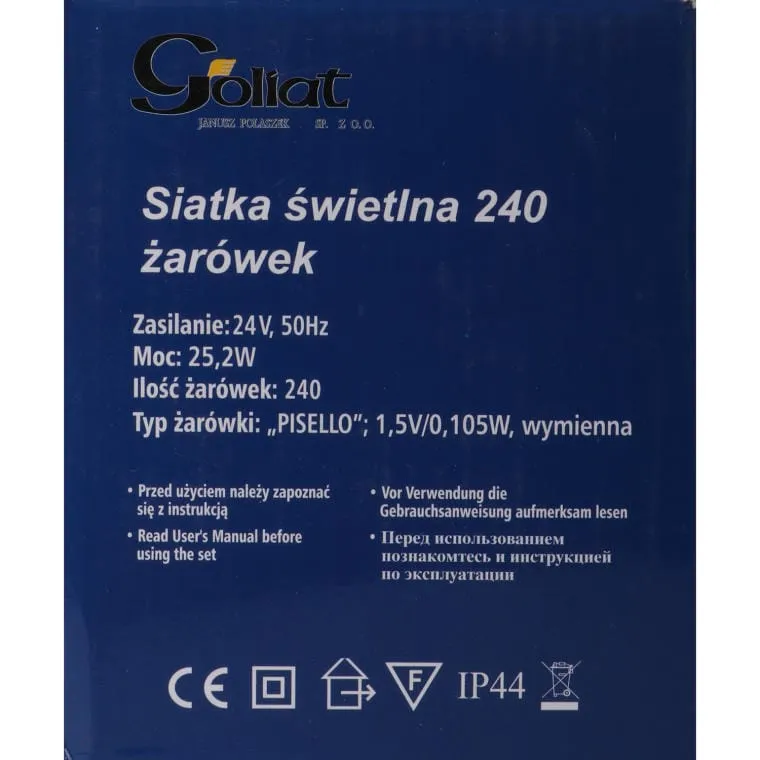 Kolorowa Siatka Świetlna Z Wymiennymi Żarówkami 240szt Do Dekoracji Zewnętrznych