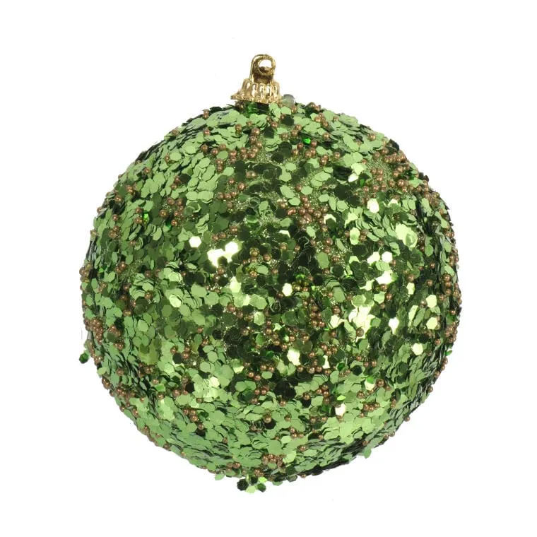 Eleganckie Bombki Styropianowe Z Zielonym Brokatem 10 cm - Komplet 2 Sztuk