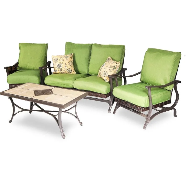 Zestaw Mebli Ogrodowych - Sofa, 2 Fotele I Stolik, Kolonialny Brąz