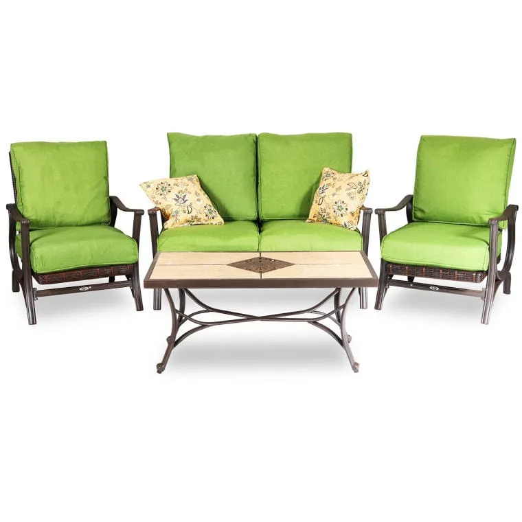 Zestaw Mebli Ogrodowych - Sofa, 2 Fotele I Stolik, Kolonialny Brąz