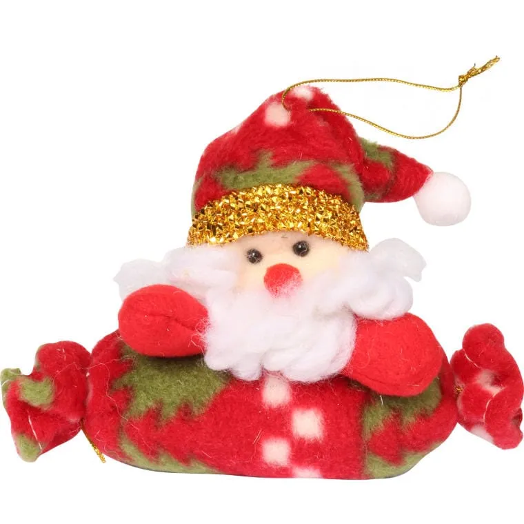 Pluszowy Mikołaj Na Zawieszce Kolor 15x10 cm - Czerwony