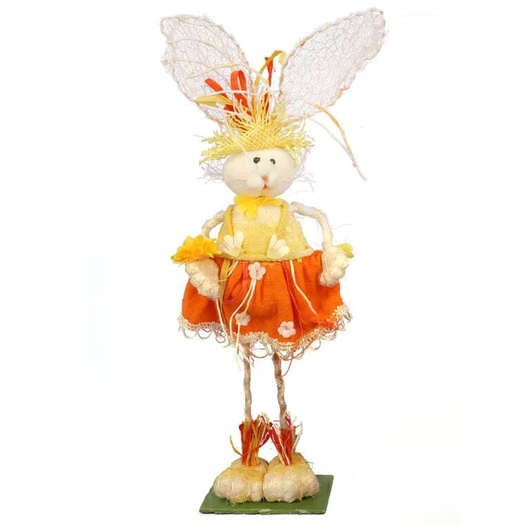 Zając Z Sizalu Dekoracja Wielkanocna 38cm - Pomarańczowy