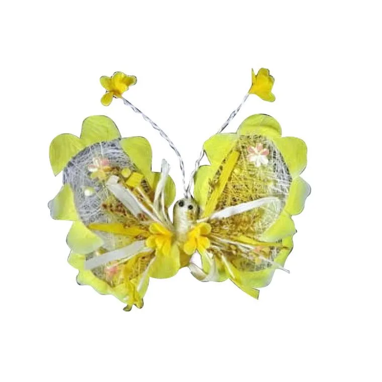 Sizalowy Motyl Do Powieszenia 18x12cm - Żółty
