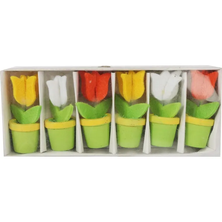 Tulipany Filcowe Spinki Klamerki 6szt Wielkanoc Wiosna