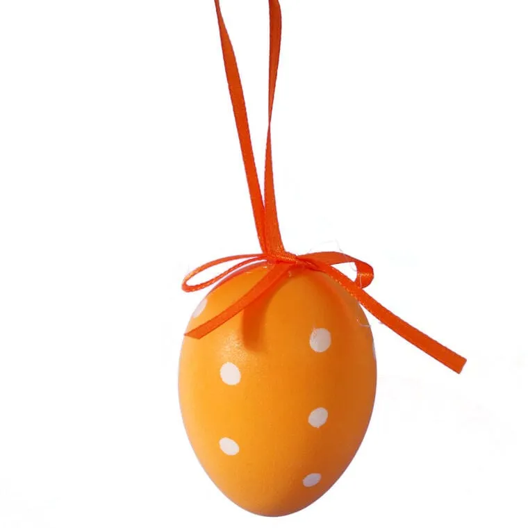 Zestaw Świątecznych Zawieszek - Pomarańczowe Jajka Wielkanocne, 6 Sztuk, 7cm