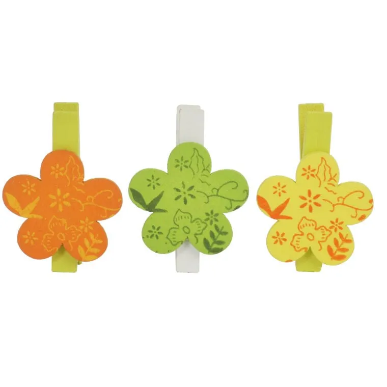 Kwiatki Klamerki Drewniane 6szt 4,5cm Wielkanoc Wiosna