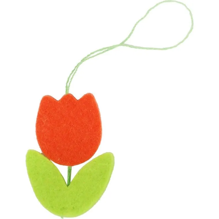 Tulipany Zawieszki Filcowe Zestaw 6 szt 6 cm