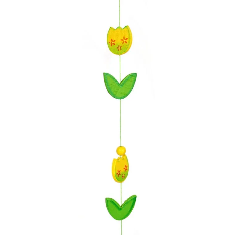 Girlanda Wiosenna Z Drewnianych Żółtych Tulipanów 140cm