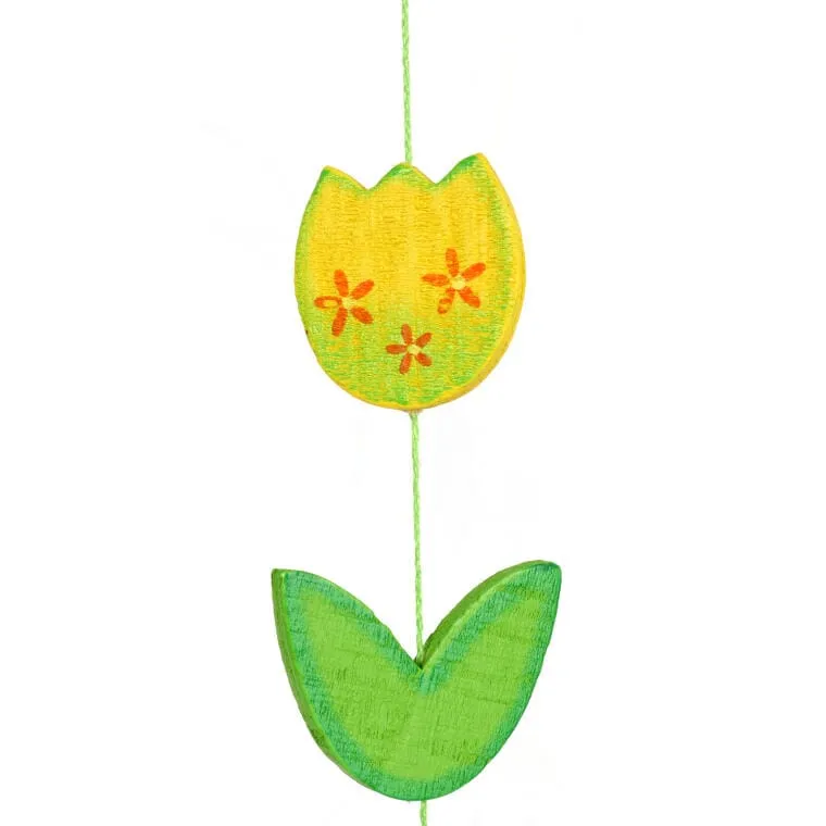 Girlanda Wiosenna Z Drewnianych Żółtych Tulipanów 140cm