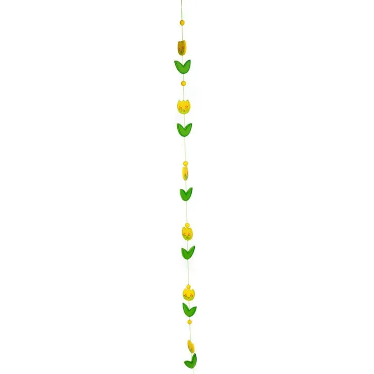 Girlanda Wiosenna Z Drewnianych Żółtych Tulipanów 140cm