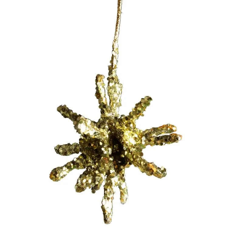 Gwiazda-Brokatowa Zawieszka Na Choinkę 7cm - Złota