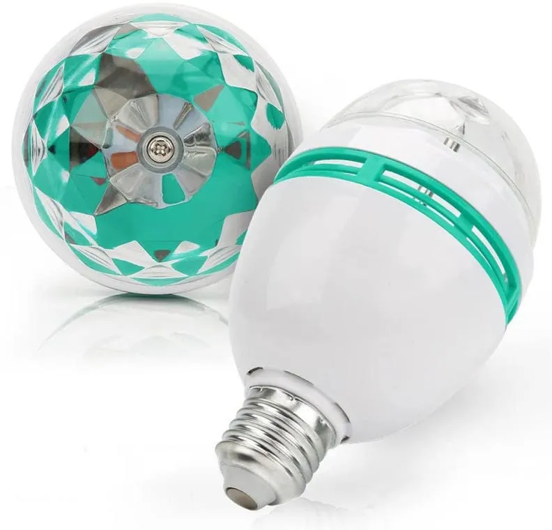 Kula Dyskotekowa - Żarówka LED Projektor Disco RGB, Obrotowa Głowica, E27, 15 cm, Zasilanie