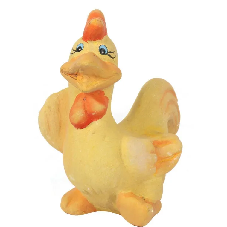 Wielkanocny Kogut Ceramiczny 12cm - Rustykalna Figurka Dekoracyjna W Kolorach Żółto-Czerwonych