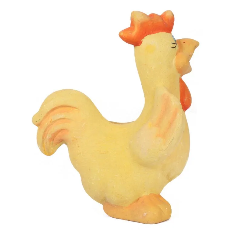 Wielkanocny Kogut Ceramiczny 12cm - Rustykalna Figurka Dekoracyjna W Kolorach Żółto-Czerwonych