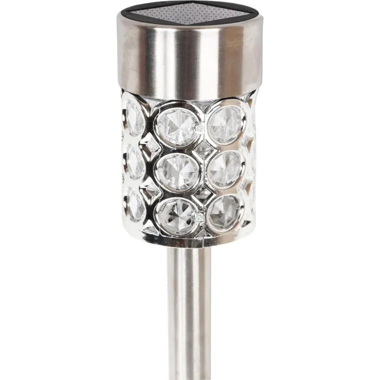 Multikolorowa Lampa Ogrodowa Solarna LED 37x6 cm Ze Stali Nierdzewnej - Srebrna