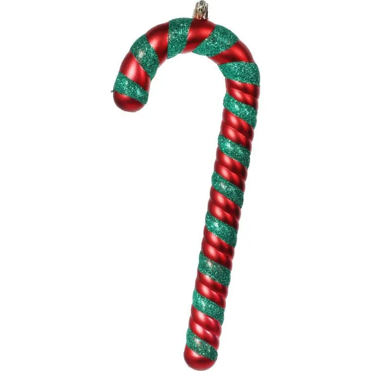 Zestaw 2 Plastikowych Zawieszek Świątecznych - Laski 26 cm, Zielono-Czerwone