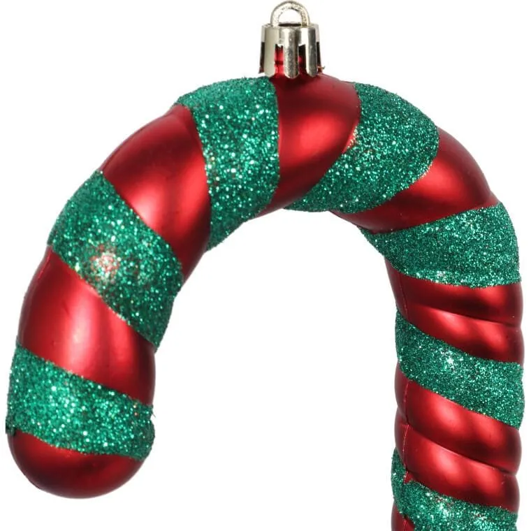 Zestaw 2 Plastikowych Zawieszek Świątecznych - Laski 26 cm, Zielono-Czerwone
