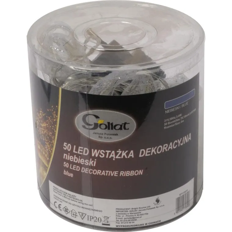 Wstążka Dekoracyjna Z 50 Diodami LED Do Użycia Wewnętrznego, 3m - Niebieska