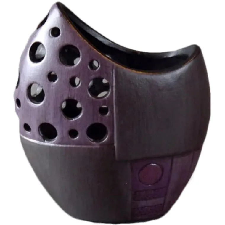 Wazon Ceramiczny W Kolorach Fioletu Z Dziurkami 18x16x8 cm