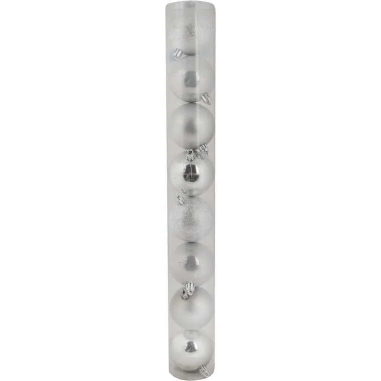 Zestaw 8 Bombek Plastikowych 6 cm - Srebrne